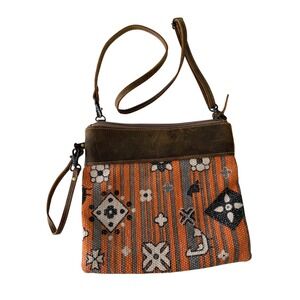 Myra Bag Crossbody Bag Orange Striped Southwestern Leather
